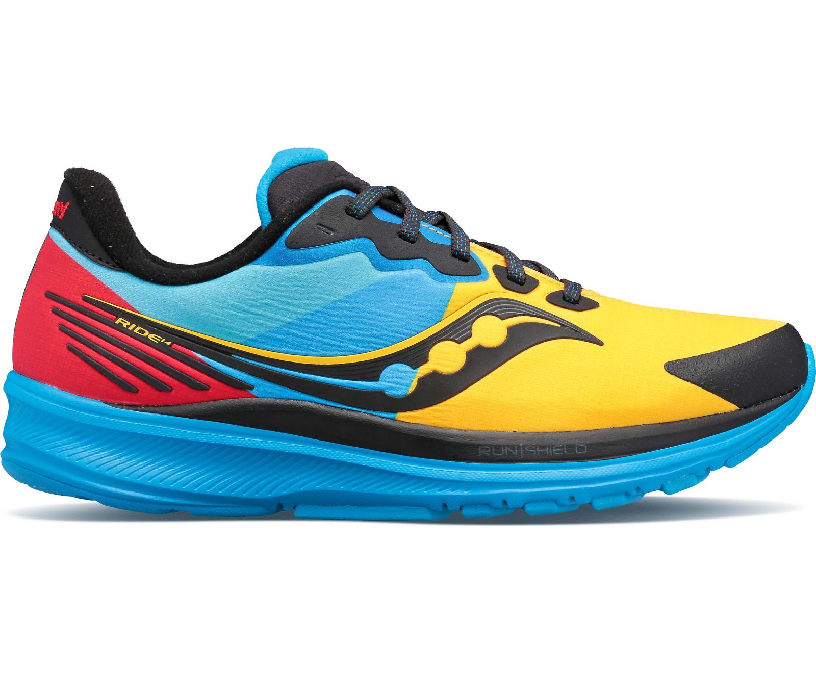 Saucony Ride 14 Runshield Women\'s Running Shoes Blue / Red / Yellow | AU 199JPQJ